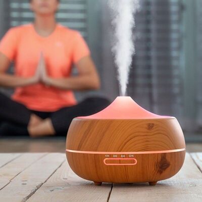 Humidifier-aroma diffuser with LED, wood effect