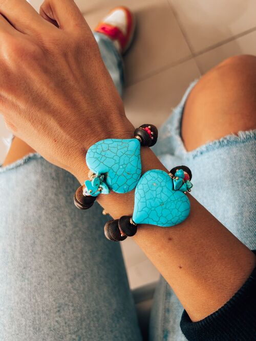 Summer semiprecious heart bracelets,turquoise howlite bracelet