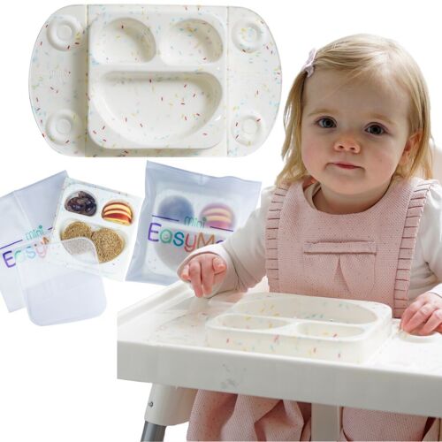EasyMat Mini Sprinkles. Portable suction plate with lid and carry case for weaning