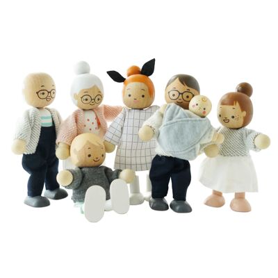 Ma famille P053-C/Famille de maison de poupées - 7 pièces (nouveau look)