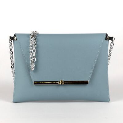 Bolso de Mano Clutch y Bandolera Celeste