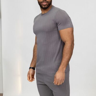 Completo t-shirt + pantaloncini da uomo con tessuto in rilievo TX940