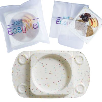EasyMat MiniMax Sprinkles, Open Portable Suction Plate with Lid and Carry Case