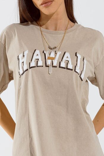Camiseta hawaiana avec effet lavé et beis 4
