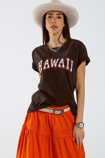 Camiseta Hawaii avec effet lavé en noir 1