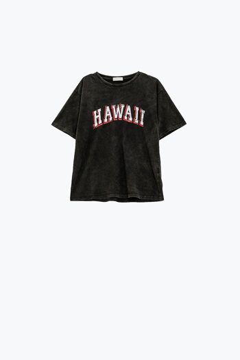 Camiseta Hawaii avec effet lavé en noir 6