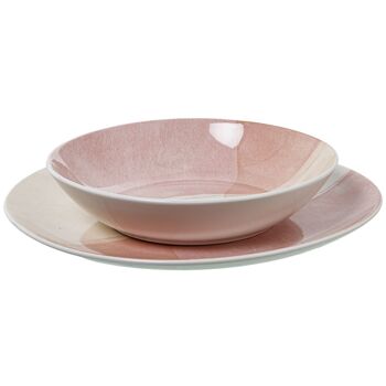 VAISSELLE 18 PIÈCES PORCELAINE ROSE, ASSIETTE PLATE:ø27CM _DESSERT:°19CM, PROFONDE:°20X4CM LL7262 2