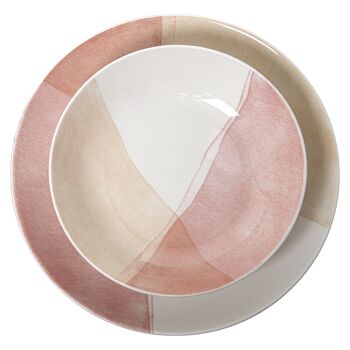 VAISSELLE 18 PIÈCES PORCELAINE ROSE, ASSIETTE PLATE:ø27CM _DESSERT:°19CM, PROFONDE:°20X4CM LL7262 3