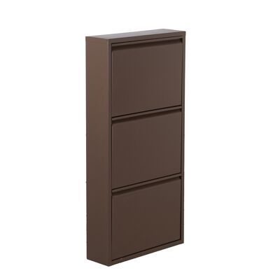 METAL SHOE RACK WITH 3 DARK BROWN DRAWERS _50X15X103CM, SURFACE.RUGOSA LL83623