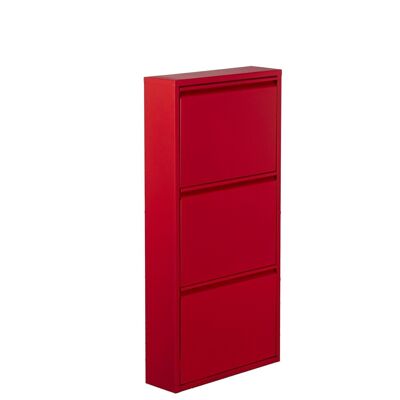 METAL SHOE RACK WITH 3 DRAWERS MATT RED _50X15X103CM, SURFACE. RUGOSA LL83621