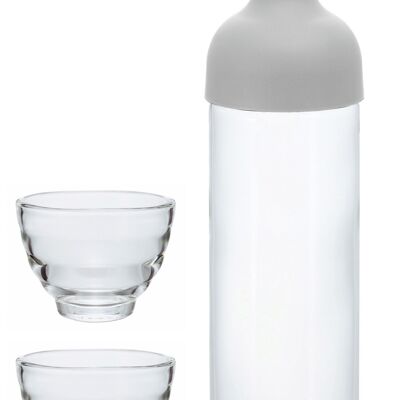 Service with gray bottle and 2 Hario glasses