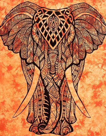 Couvre-lit orange à imprimé éléphant ethnique 2