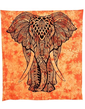 Couvre-lit orange à imprimé éléphant ethnique 3