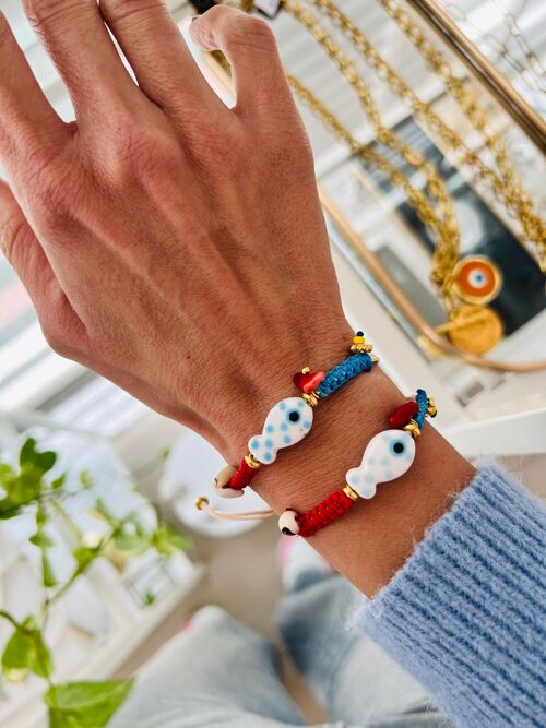 Summer bracelet with fish, eye bracelets, ,fish bracelet