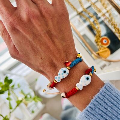 Summer bracelet with fish, eye bracelets, ,fish bracelet