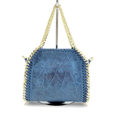 Bolso mini con cadena en piel auténtica, Made in Italy, art. 112465