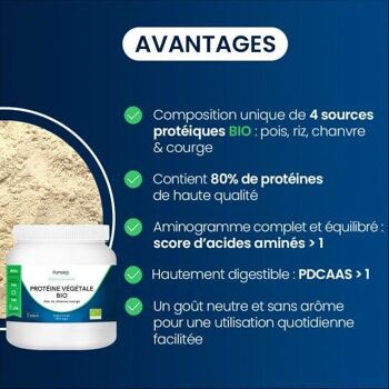 Protéine végétale bio - 80% de protéines - 3,5 kg 3