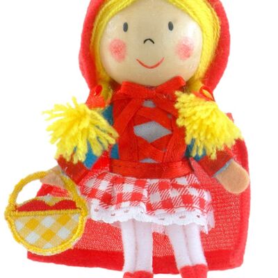 Marionnette à doigt avec tête en bois, Chaperon rouge, G-1031
