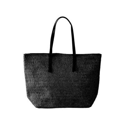 Straw shopper for women with inside pocket