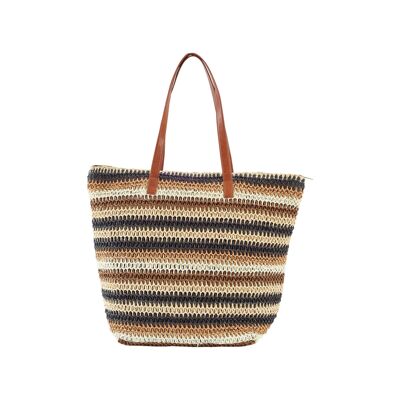 Straw shopper with handles and inside pocket