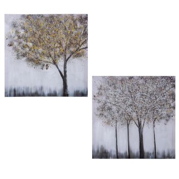 TABLEAU SUR TOILE 60X60CM 40% ASSORTIMENT D'ARBRES PEINTS À LA MAIN _60X60X3CM LL69229 1