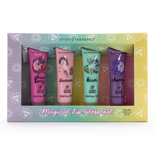 Coffret de 4 Lipgloss parfumés KIDS CUTIES Cerise/Banane/Kiwi - 530010