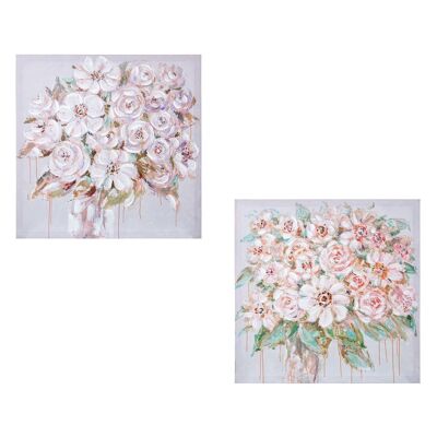 CANVAS PICTURE 60X60CM 40% HAND PAINTED FLOWERS ASSORTED _60X60X3CM LL69225