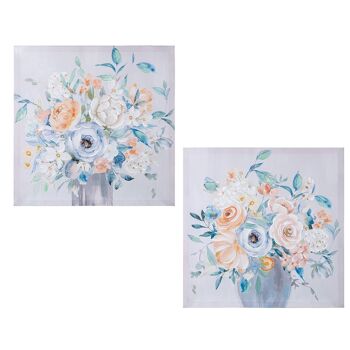 TABLEAU SUR TOILE 60X60CM 40% FLEURS PEINTES À LA MAIN ASSORTIES _60X60X3CM LL69226 1