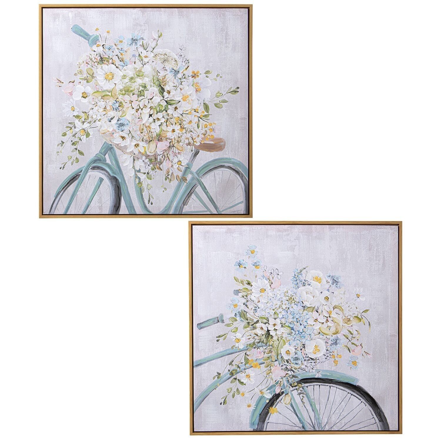 LEINWANDBILD 60X60CM FAHRRAD MIT RAHMEN AUS NATURHOLZ SURTI_60X60X3,5CM LL69195