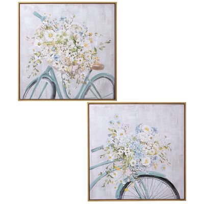 CANVAS PICTURE 60X60CM BICYCLE WITH NATURAL WOOD FRAME SURTI _60X60X3.5CM LL69195
