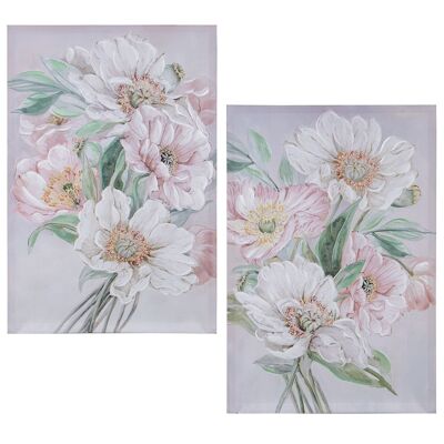 TABLEAU SUR TOILE 60X90CM 40% ASSORTIMENT DE FLEURS PEINTES À LA MAIN _60X90X3CM LL69211