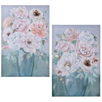 CANVAS PICTURE 60X90CM 40% HAND PAINTED FLOWERS ASSORTED _60X90X3XCM LL69212