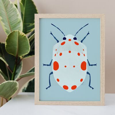 Art print - "White and blue beetle" - various sizes