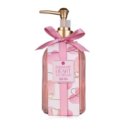 Glass hand soap dispenser 400ml FROM MY HEART TO YOURS, Blush Rose scent - 8159369