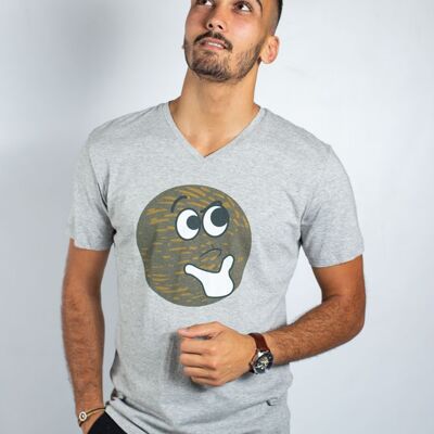 T-shirt cotone organico uomo nera scollo a V logo Ky-Kas Potato