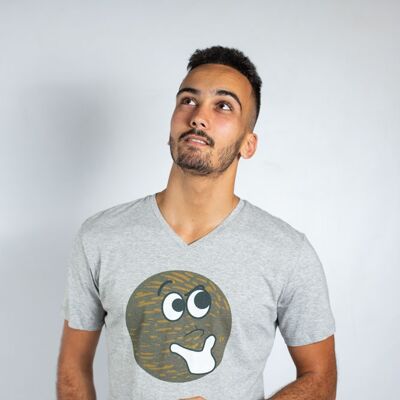 Camiseta de algodón orgánico hombre negro con cuello en V logo Ky-Kas Potato