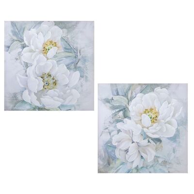 CANVAS PICTURE 80X80CM 40% HAND PAINTED FLOWERS ASSORTED _80X80X3CM LL69223