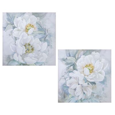 QUADRO SU TELA 80X80CM 40% FIORI ASSORTITI DIPINTI A MANO _80X80X3CM LL69223