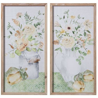 CANVAS PICTURE FLOWERS 30X60CM WITH NATURAL WOOD FRAME _30X60X1.8CM LL69171