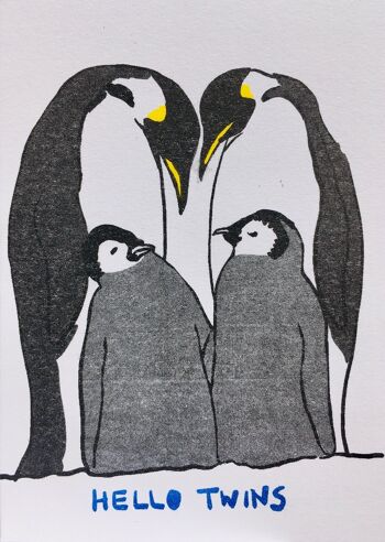 Carte Hello Twins Pingouins