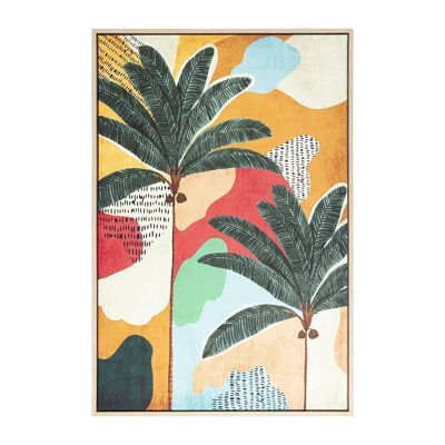 CANVAS PICTURE NATURAL WOOD FRAME 60X90CM PALM TREES _EXT:62.9X4.3X92.8CM LL36382