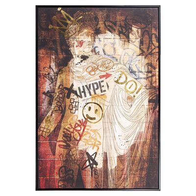 TABLEAU TOILE CADRE BOIS NOIR 80X120CM GRAFFITI KING _EXT:82.6X4.3X122.6CM LL36374