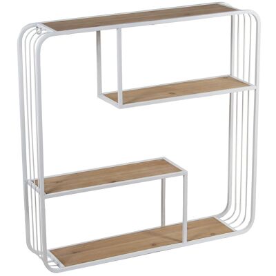 WHITE METAL WALL SHELVING/DM WOOD SHELVES _70X15X70CM LL71962