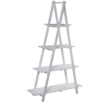 ÉTAGÈRE PYRAMIDALE EN BOIS 4 NIVEAUX BLANC DÉCAPÉ _100X30X163CM, SAPIN+DM LL36435 1