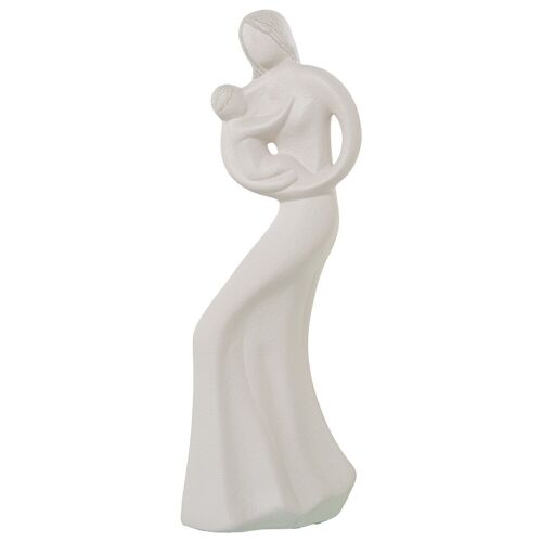 FIGURA MUJER C/BEBÉ CERÁMICA BEIGE ARENA _16X14X45CM LL61079