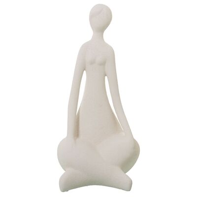 FIGURA DONNA SEDUTA CERAMICA BEIGE SABBIA _22X27X47CM LL61077