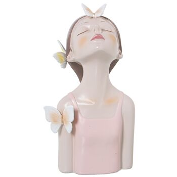 FIGURINE RÉSINE 20CM TORSE CHICAC/PAPILLONS ROSE T-SHIRT _11X10X20CM LL50450 1