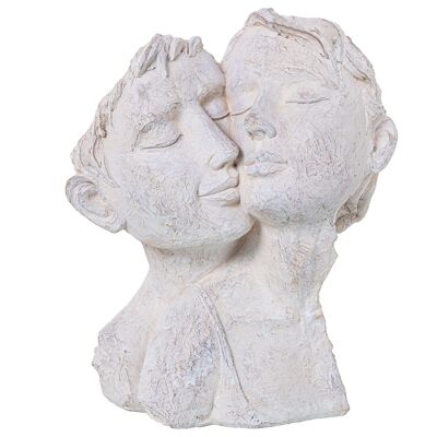 FIGURINE RÉSINE 28M VISAGES DE COUPLE BLANCS _23X15X28CM LL50452