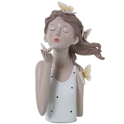 FIGURINE RÉSINE 31CM TORSE CHICAC/PAPILLONS T-SHIRT BLANC _17X16X31CM LL50448