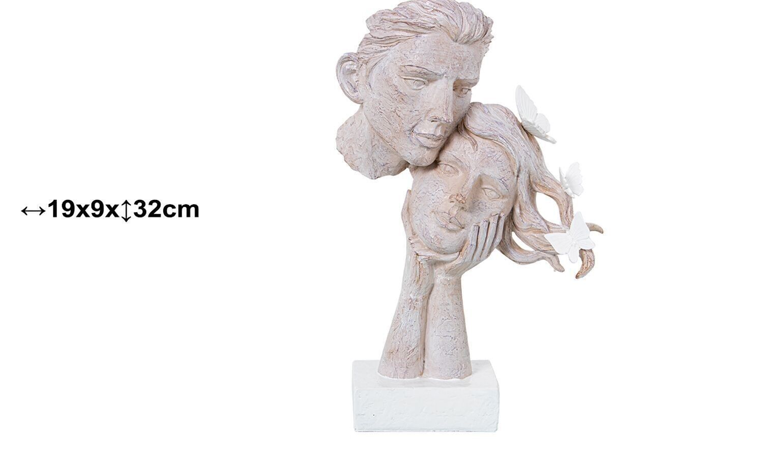 Harzfigur, 32 cm, Paargesichter mit Sockel, 19 x 9 x 32 cm, LL50453